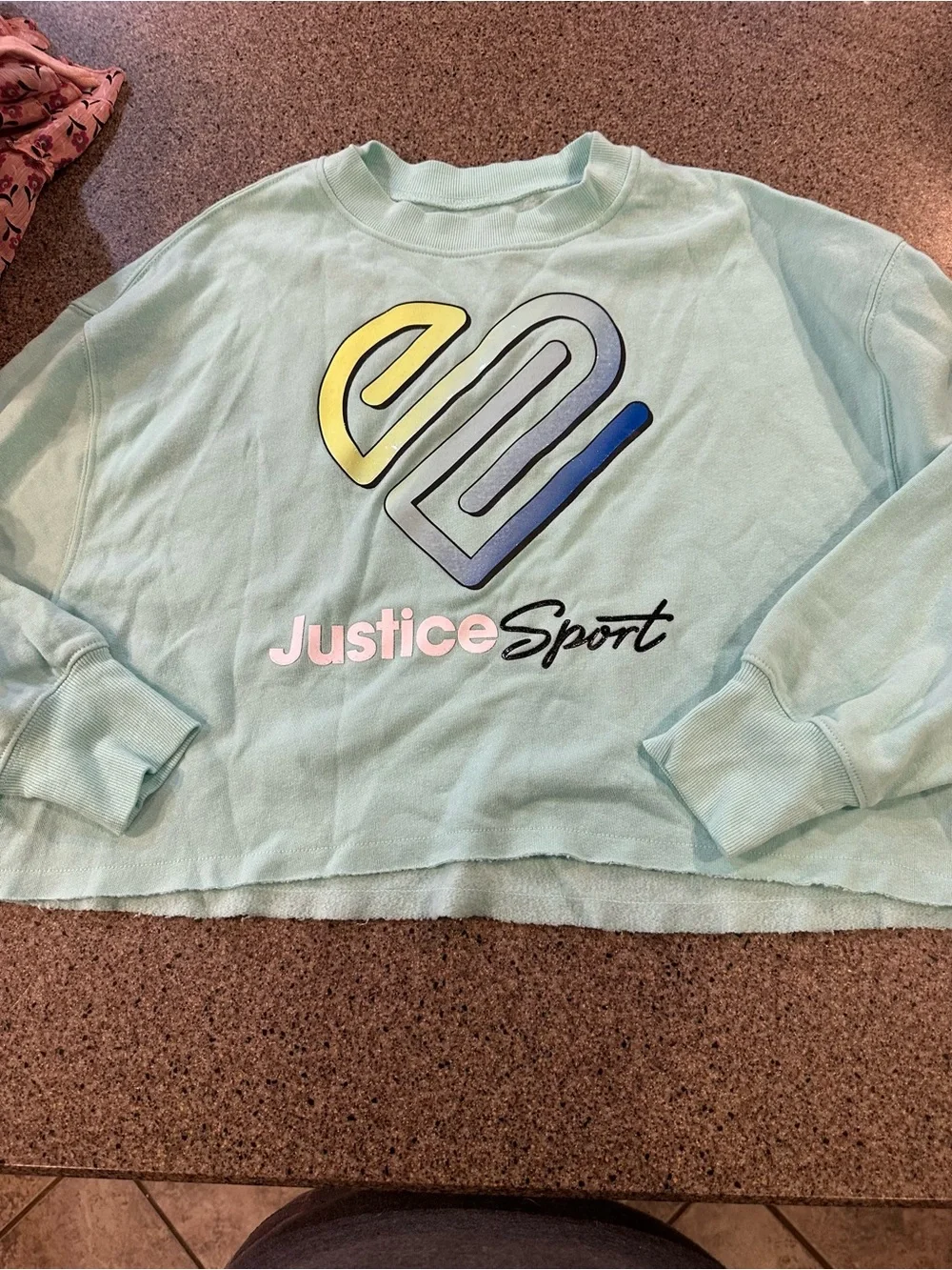 Justice Mint Green Sweatshirt with Pink Logo